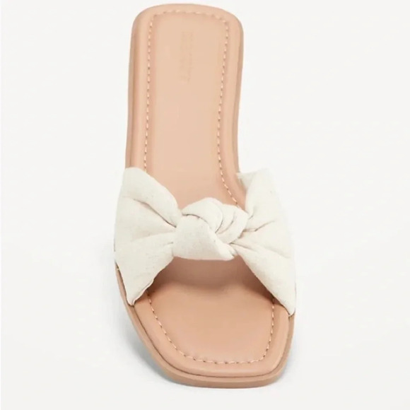 OLD NAVY Knot Front Slide Sandals in Natural‎ Linen - Picture 1 of 8